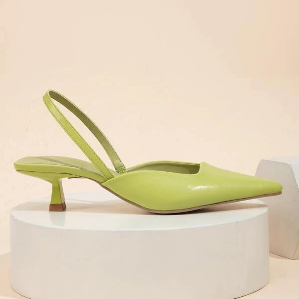 GUC Shein Pointed Toe, kitten Heel light green Slingback Pumps, Size 8 (no box) - Picture 2 of 10